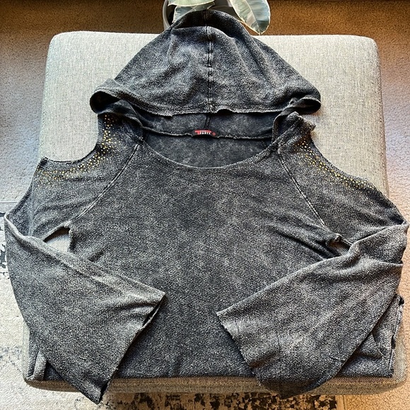 Y2K Vintage Circa 2007 Mcbling Cut out Hoodie, Size: M - Picture 1 of 17